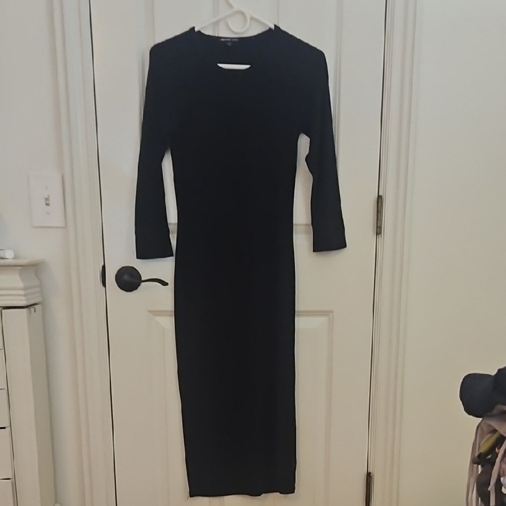James Perse Classic Black Long Sleeve Dress